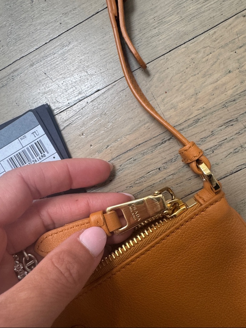 Authentic Prada orange brown gold small should bag purse pouch new with tags - Picture 9 of 12